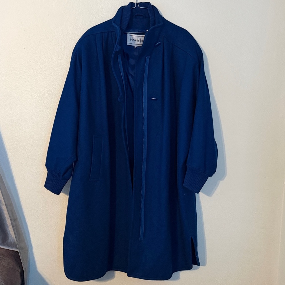 Vintage Herman Kay Royal Blue Wool Blend coat late 80s/early 90s